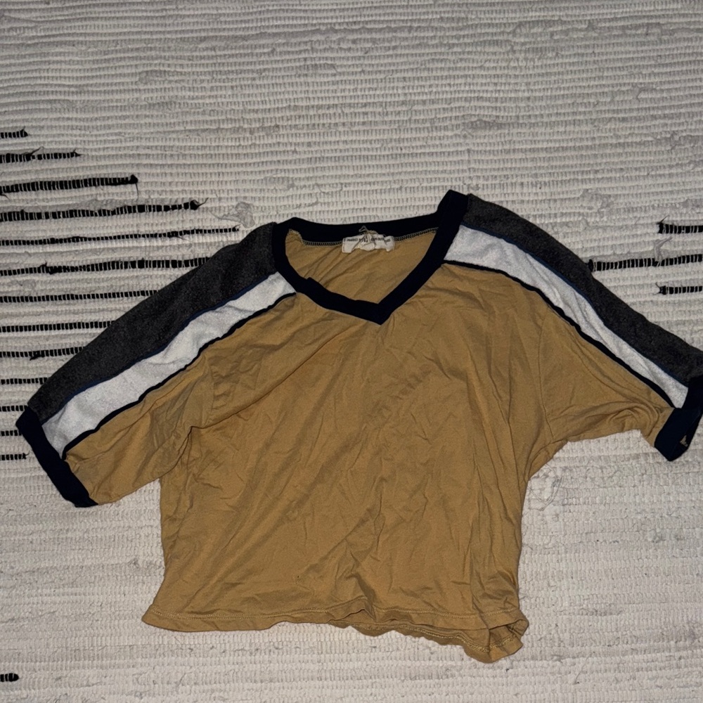 Project Social T Tan and Black V-Neck Tee